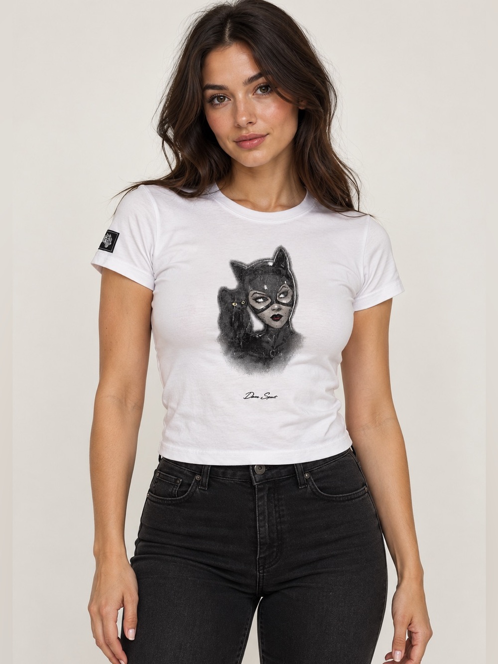 #1061 NWT Darc Sport x Batman Catwoman White Baby Tee Medium Limited 17/1000